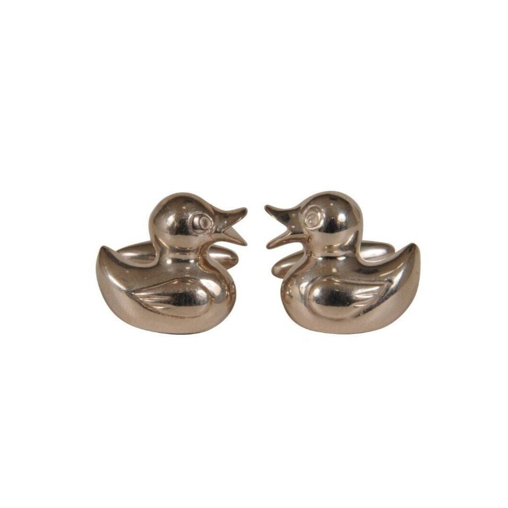Zaunick Mens Rubber Duck Cufflinks .925 Sterling Silve Long Sleeve Dress Shirt